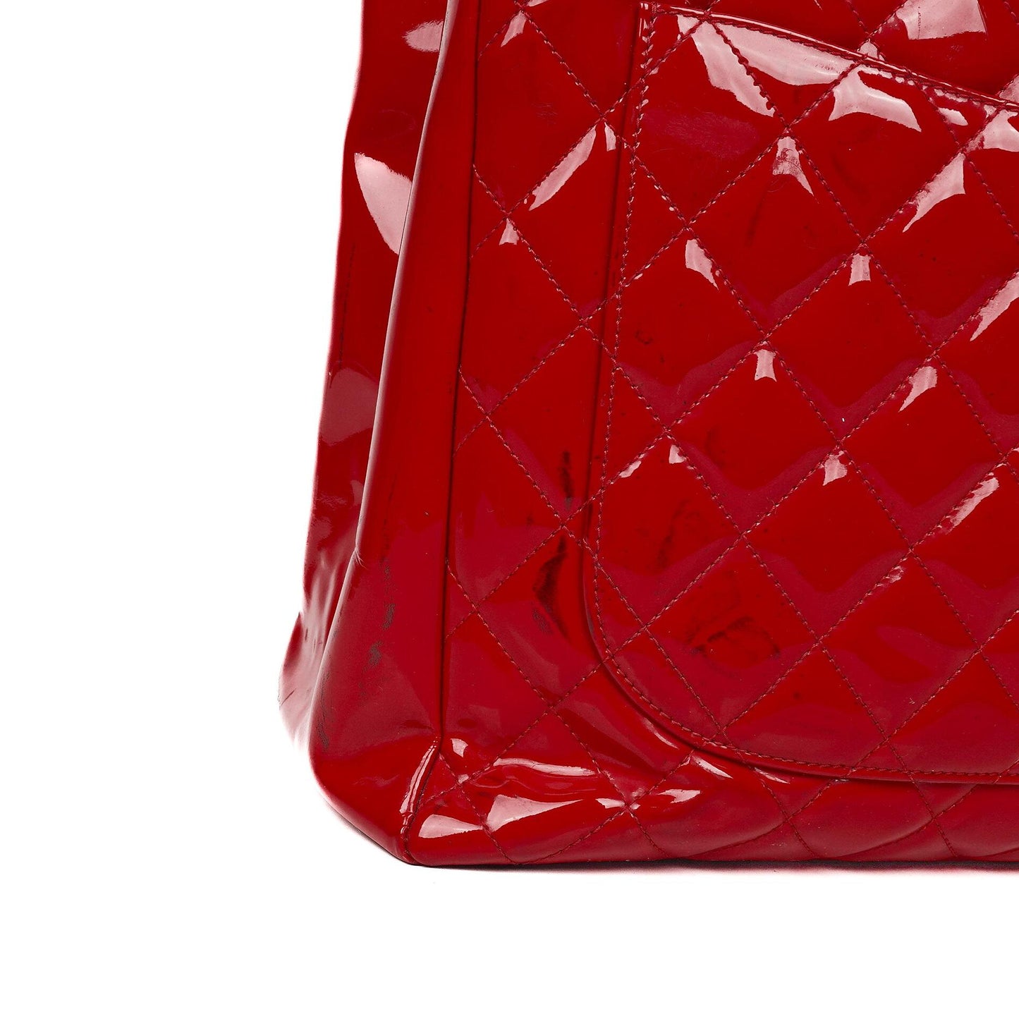 Chanel Grand Shopping Tote aus rotem gestepptem Lackleder