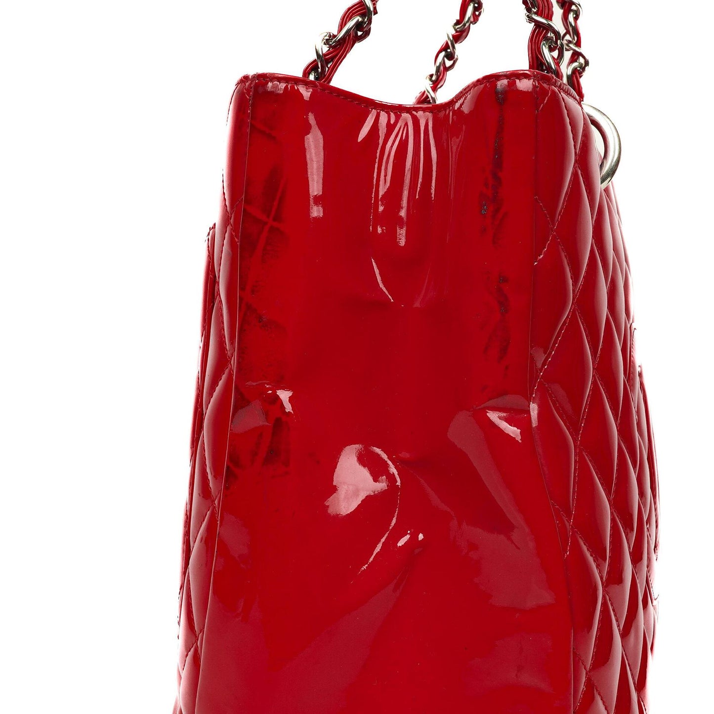 Chanel Grand Shopping Tote aus rotem gestepptem Lackleder
