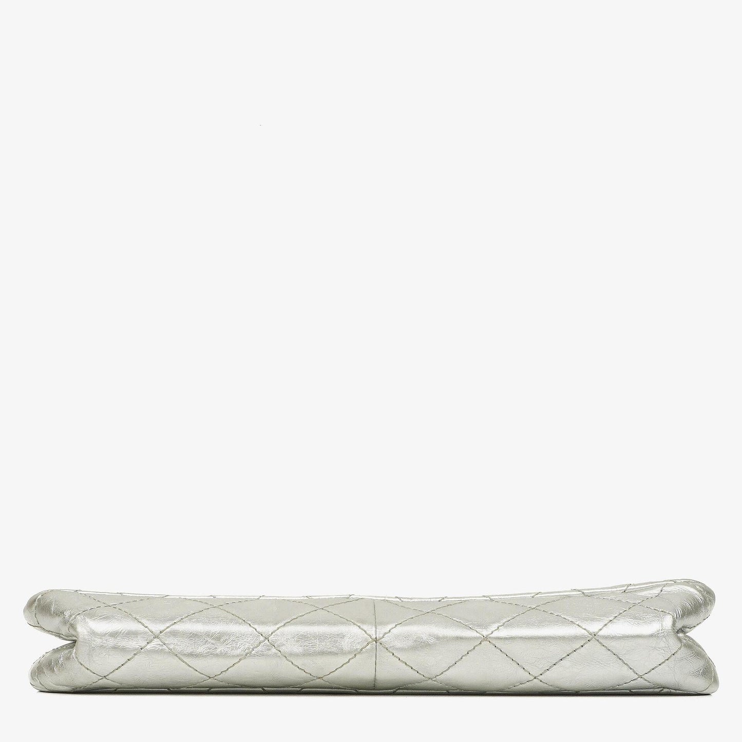 Chanel 2.55 Reissue 227 Klappentasche aus silberfarbenem Metallic-Steppkalbsleder