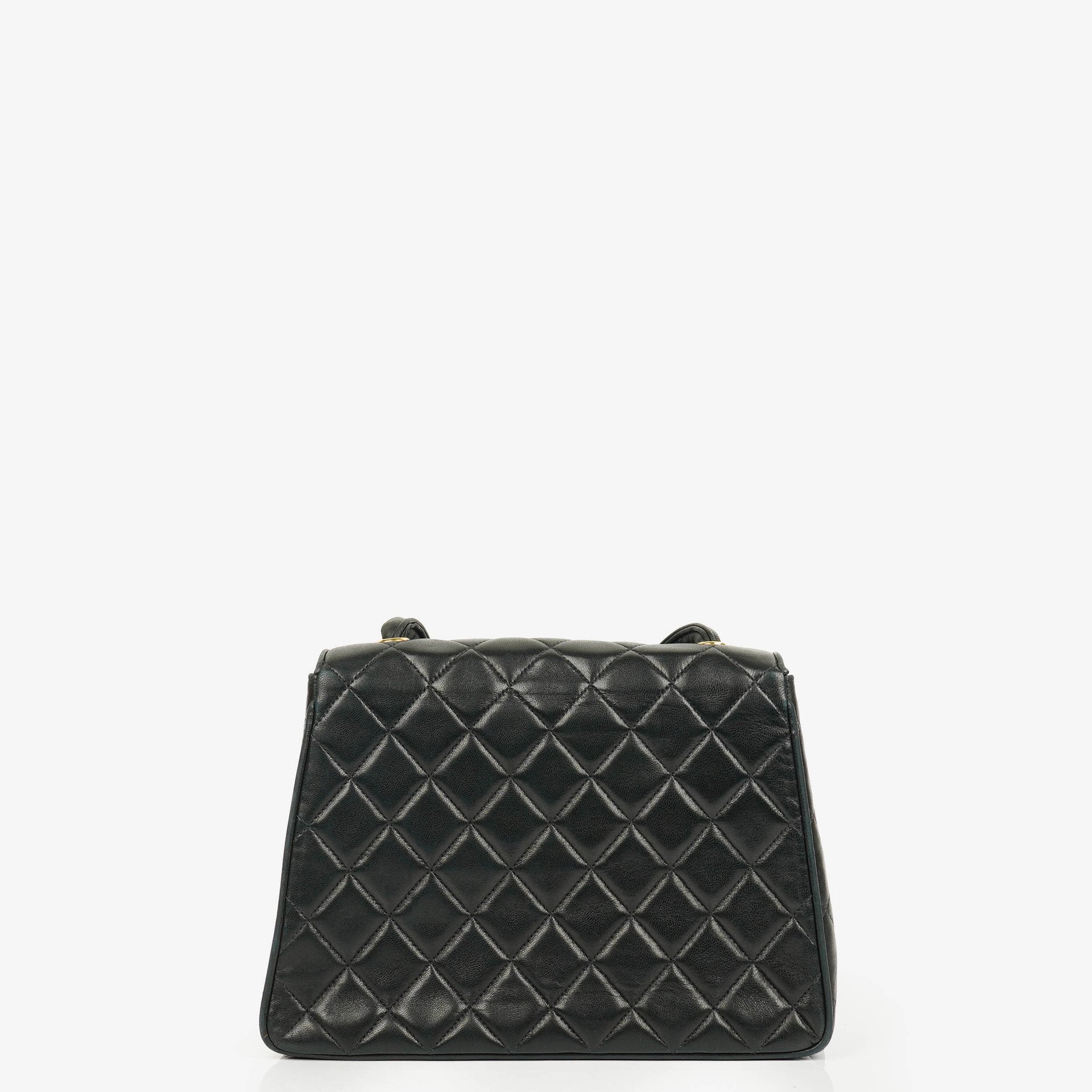 Chanel Single Flap Tasche aus schwarzem gestepptem Leder mit 24K vergoldeten Beschlägen
