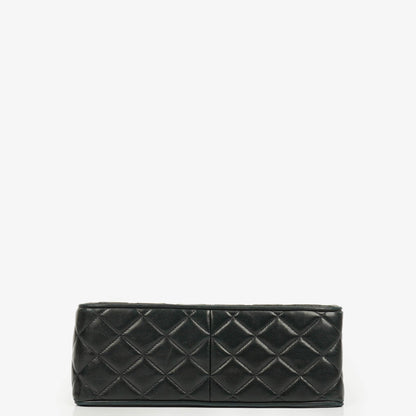 Chanel Single Flap Tasche aus schwarzem gestepptem Leder mit 24K vergoldeten Beschlägen