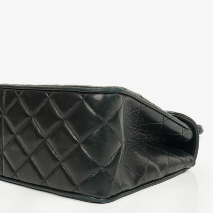 Chanel Single Flap Tasche aus schwarzem gestepptem Leder mit 24K vergoldeten Beschlägen
