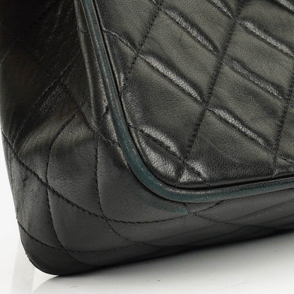 Chanel Single Flap Tasche aus schwarzem gestepptem Leder mit 24K vergoldeten Beschlägen