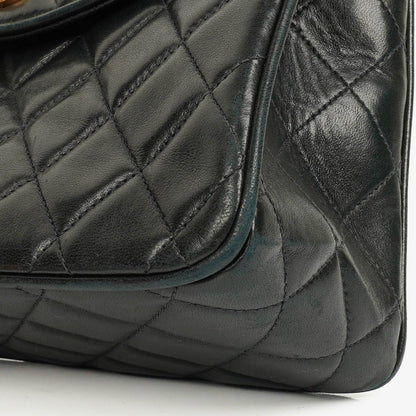 Chanel Single Flap Tasche aus schwarzem gestepptem Leder mit 24K vergoldeten Beschlägen