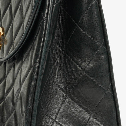 Chanel Single Flap Tasche aus schwarzem gestepptem Leder mit 24K vergoldeten Beschlägen