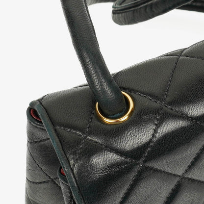 Chanel Single Flap Tasche aus schwarzem gestepptem Leder mit 24K vergoldeten Beschlägen