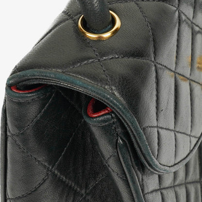 Chanel Single Flap Tasche aus schwarzem gestepptem Leder mit 24K vergoldeten Beschlägen