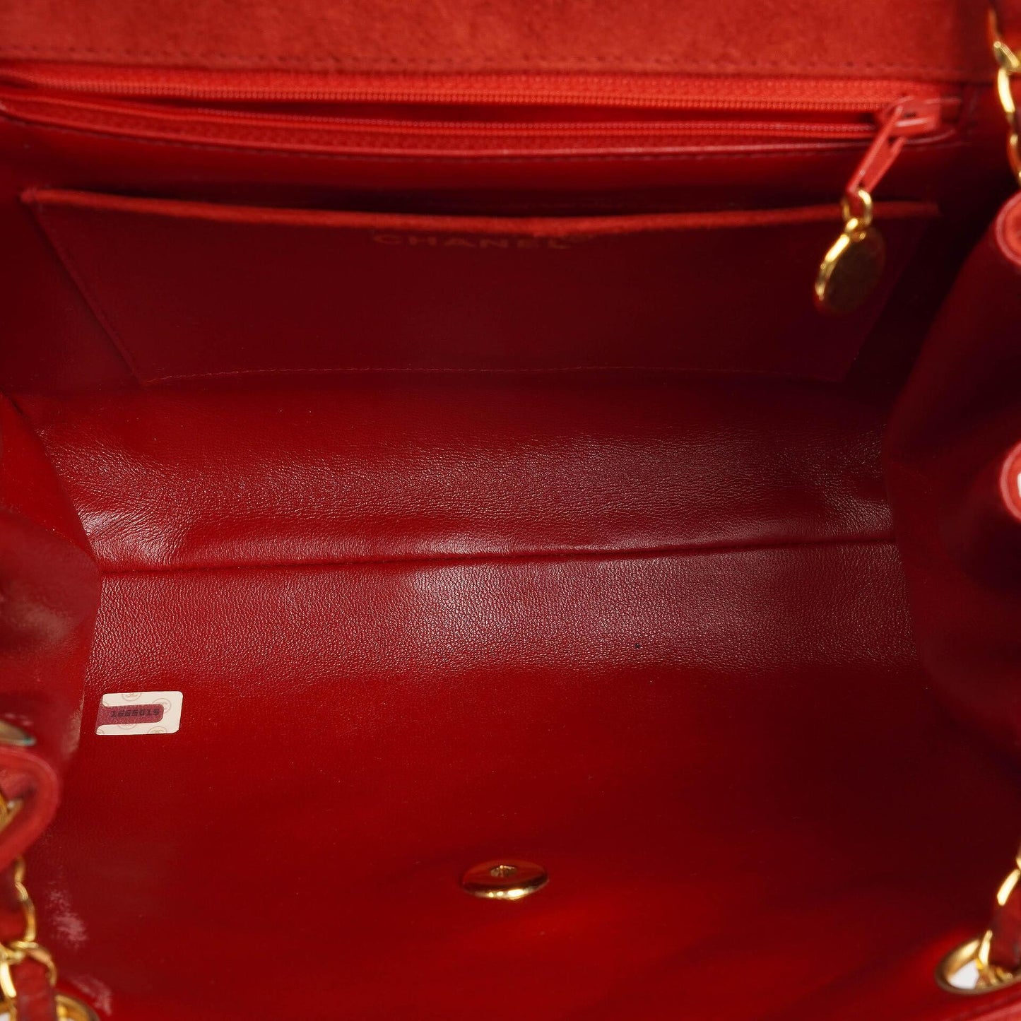Chanel Single Flap Tasche aus rotem gestepptem Wildleder mit 24K vergoldeter Hardware