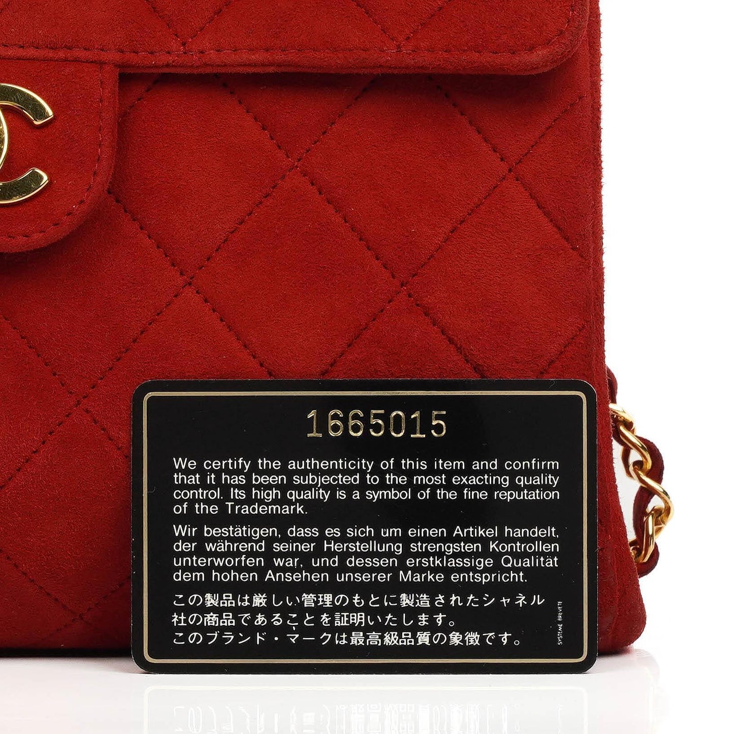 Chanel Single Flap Tasche aus rotem gestepptem Wildleder mit 24K vergoldeter Hardware