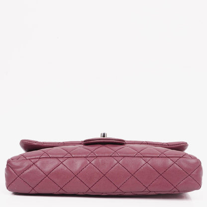Chanel Single Flap Tasche aus rosafarbenem gestepptem Lammleder mit silberfarbenen Beschlägen
