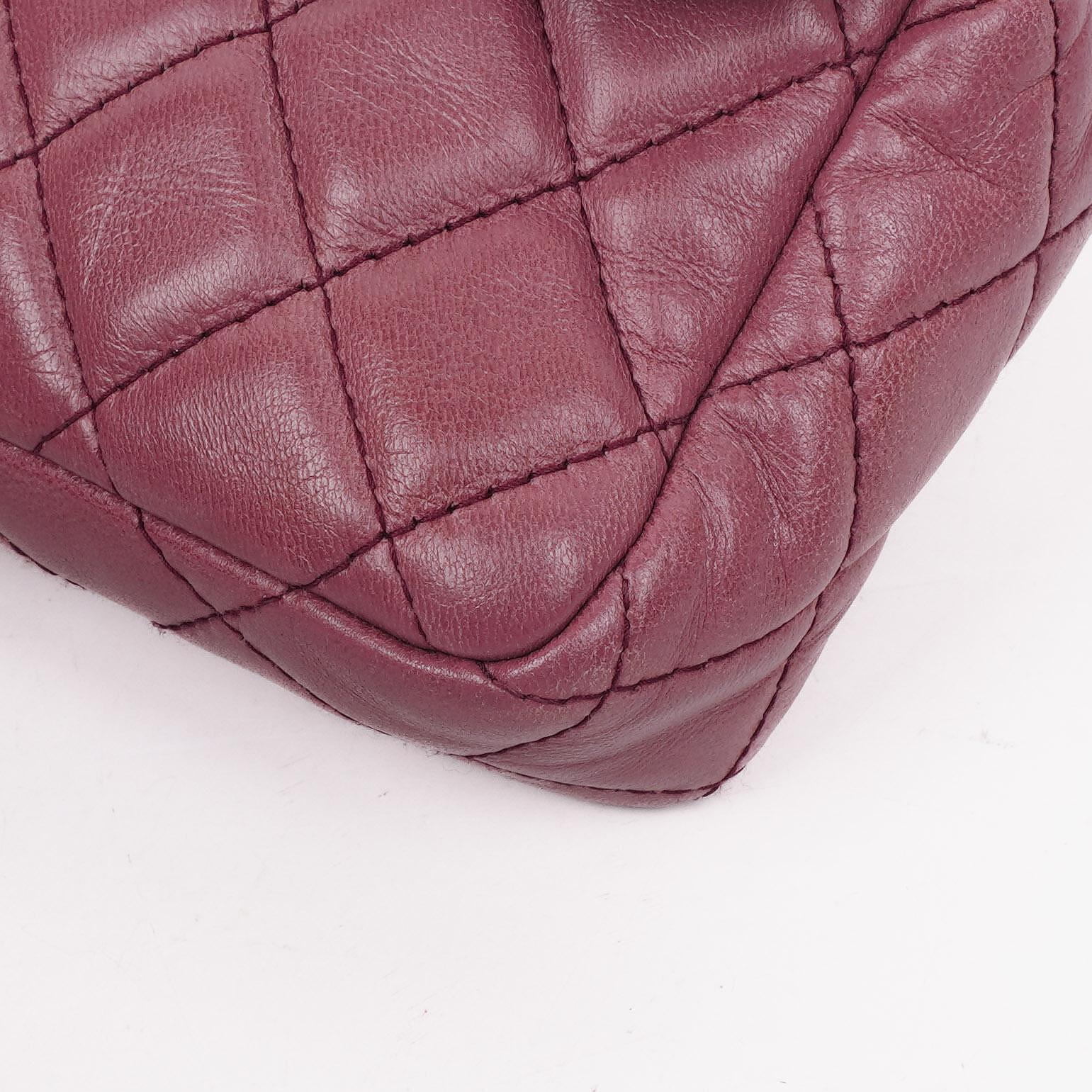 Chanel Single Flap Tasche aus rosafarbenem gestepptem Lammleder mit silberfarbenen Beschlägen