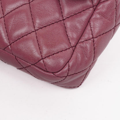 Chanel Single Flap Tasche aus rosafarbenem gestepptem Lammleder mit silberfarbenen Beschlägen