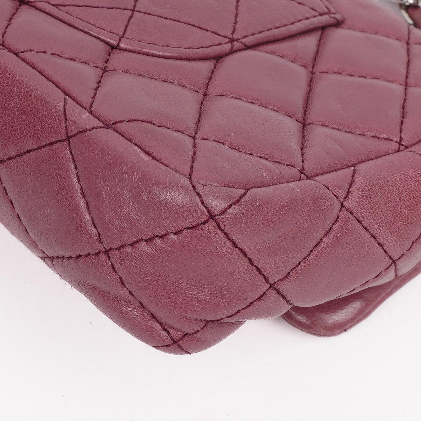 Chanel Single Flap Tasche aus rosafarbenem gestepptem Lammleder mit silberfarbenen Beschlägen