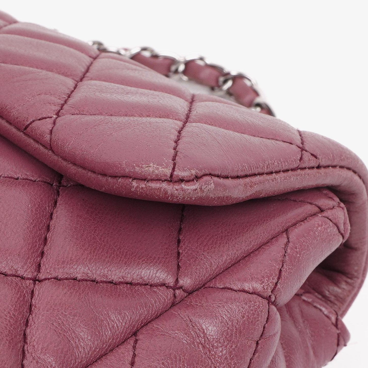 Chanel Single Flap Tasche aus rosafarbenem gestepptem Lammleder mit silberfarbenen Beschlägen