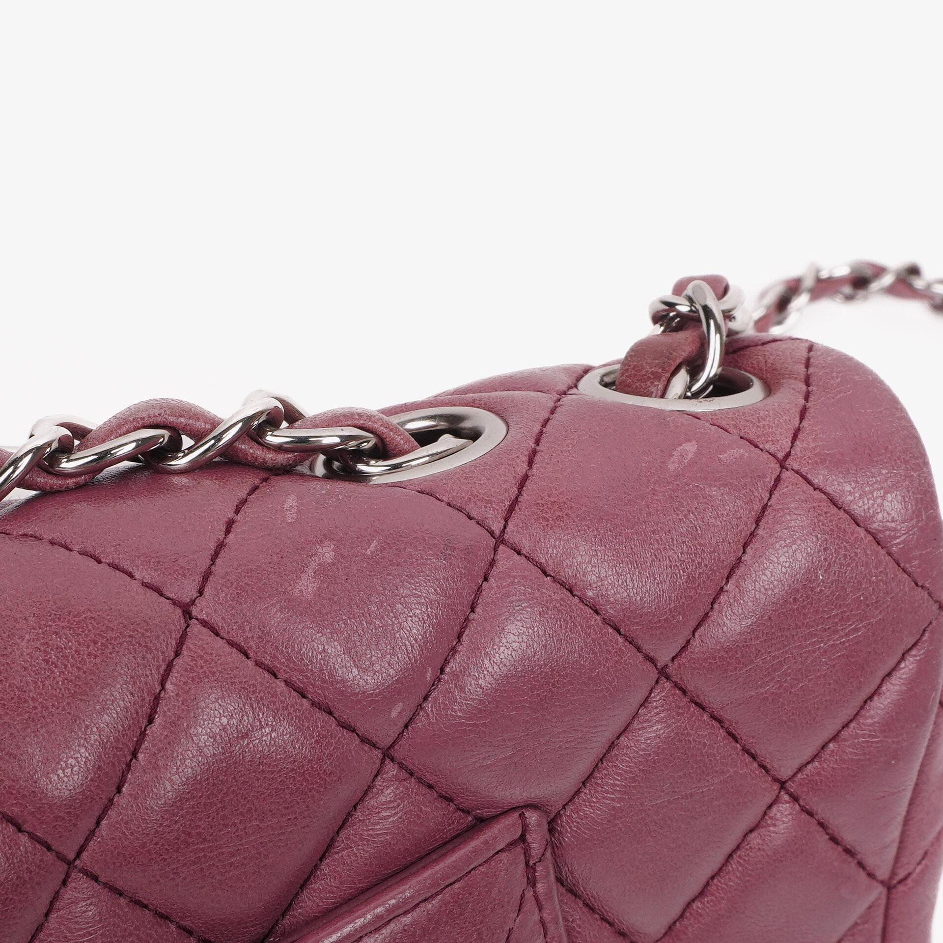 Chanel Single Flap Tasche aus rosafarbenem gestepptem Lammleder mit silberfarbenen Beschlägen