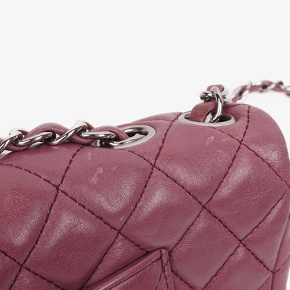 Chanel Single Flap Tasche aus rosafarbenem gestepptem Lammleder mit silberfarbenen Beschlägen
