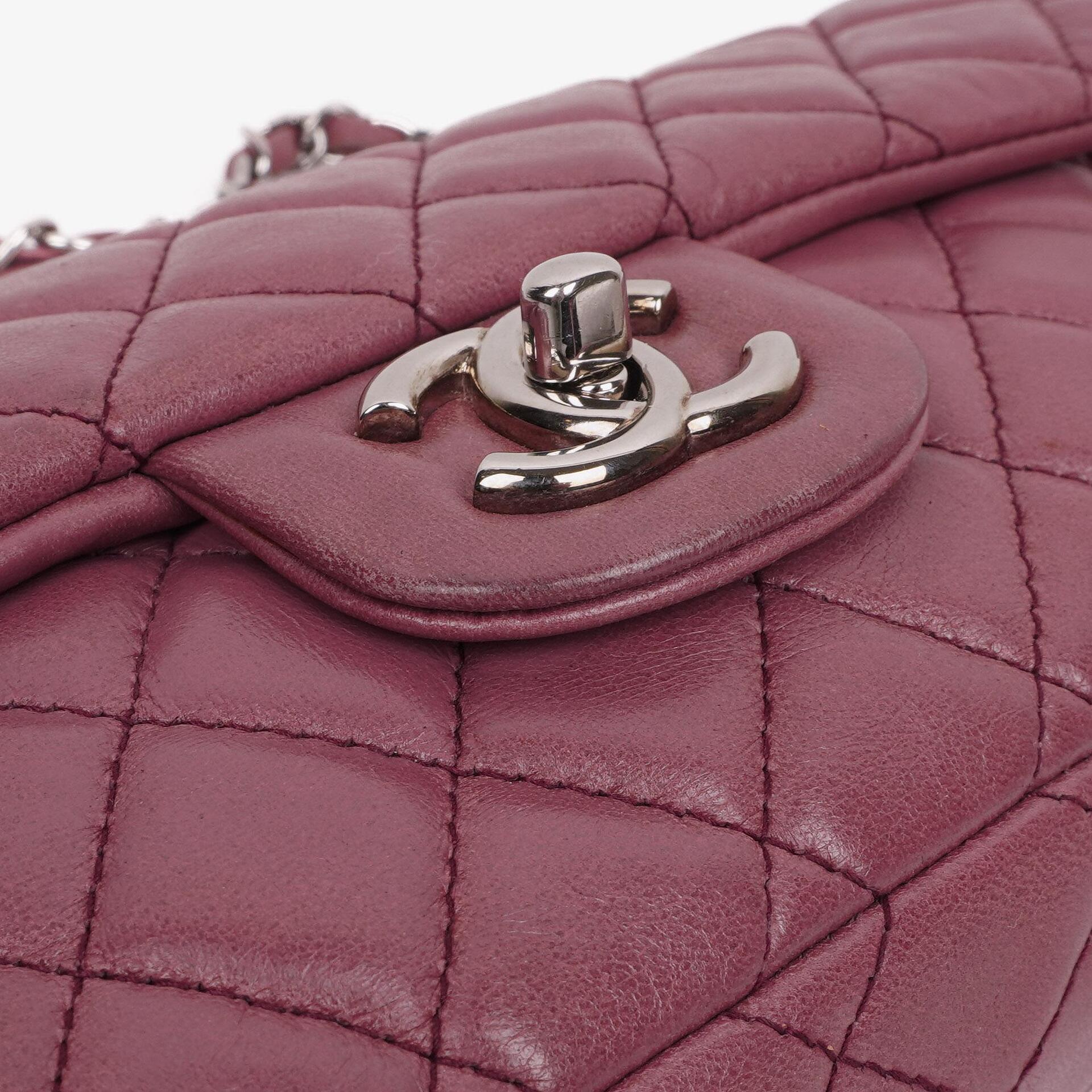 Chanel Single Flap Tasche aus rosafarbenem gestepptem Lammleder mit silberfarbenen Beschlägen