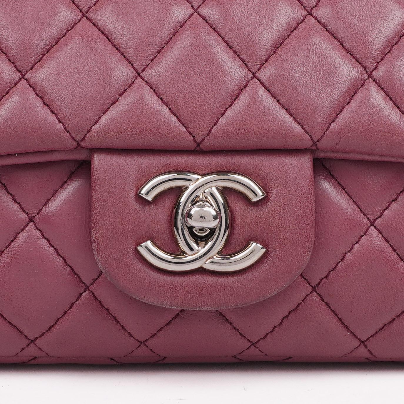 Chanel Single Flap Tasche aus rosafarbenem gestepptem Lammleder mit silberfarbenen Beschlägen