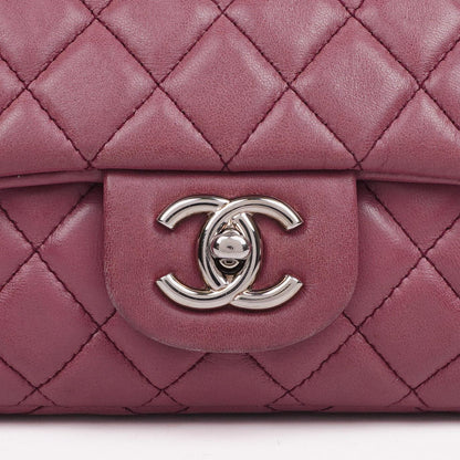 Chanel Single Flap Tasche aus rosafarbenem gestepptem Lammleder mit silberfarbenen Beschlägen