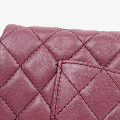Chanel Single Flap Tasche aus rosafarbenem gestepptem Lammleder mit silberfarbenen Beschlägen