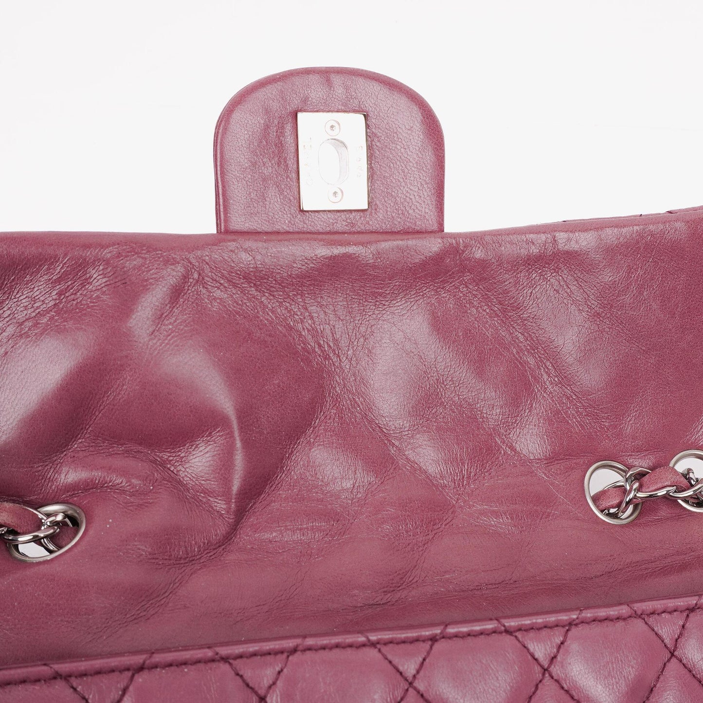 Chanel Single Flap Tasche aus rosafarbenem gestepptem Lammleder mit silberfarbenen Beschlägen