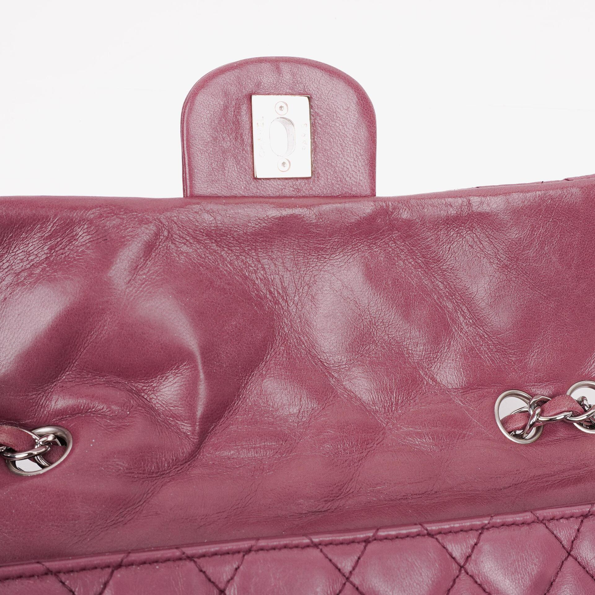 Chanel Single Flap Tasche aus rosafarbenem gestepptem Lammleder mit silberfarbenen Beschlägen