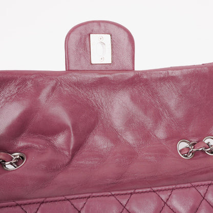 Chanel Single Flap Tasche aus rosafarbenem gestepptem Lammleder mit silberfarbenen Beschlägen