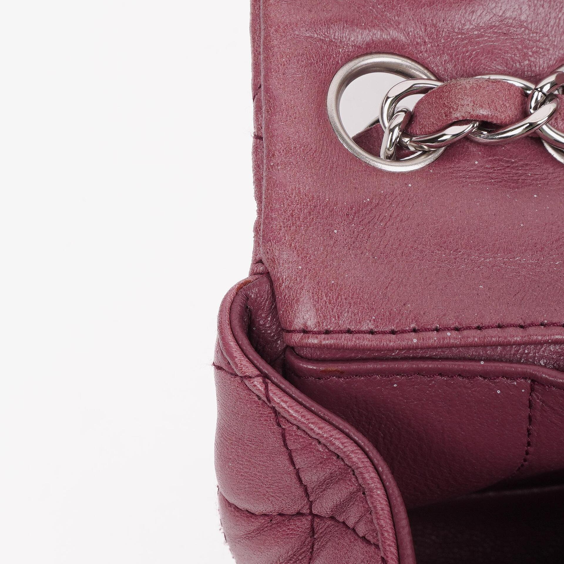 Chanel Single Flap Tasche aus rosafarbenem gestepptem Lammleder mit silberfarbenen Beschlägen