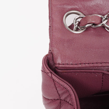 Chanel Single Flap Tasche aus rosafarbenem gestepptem Lammleder mit silberfarbenen Beschlägen