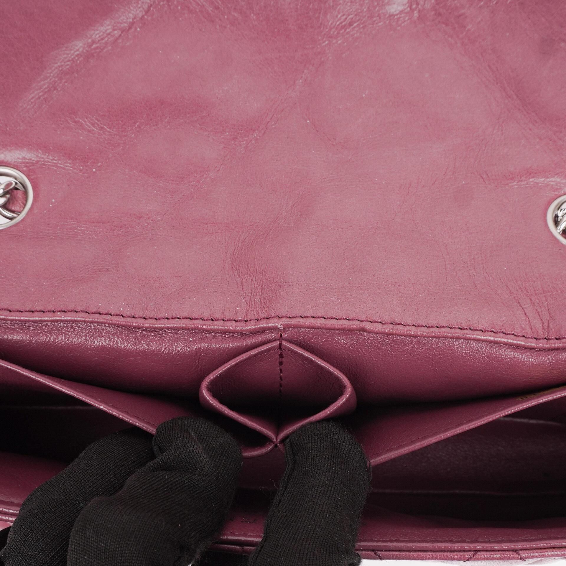 Chanel Single Flap Tasche aus rosafarbenem gestepptem Lammleder mit silberfarbenen Beschlägen