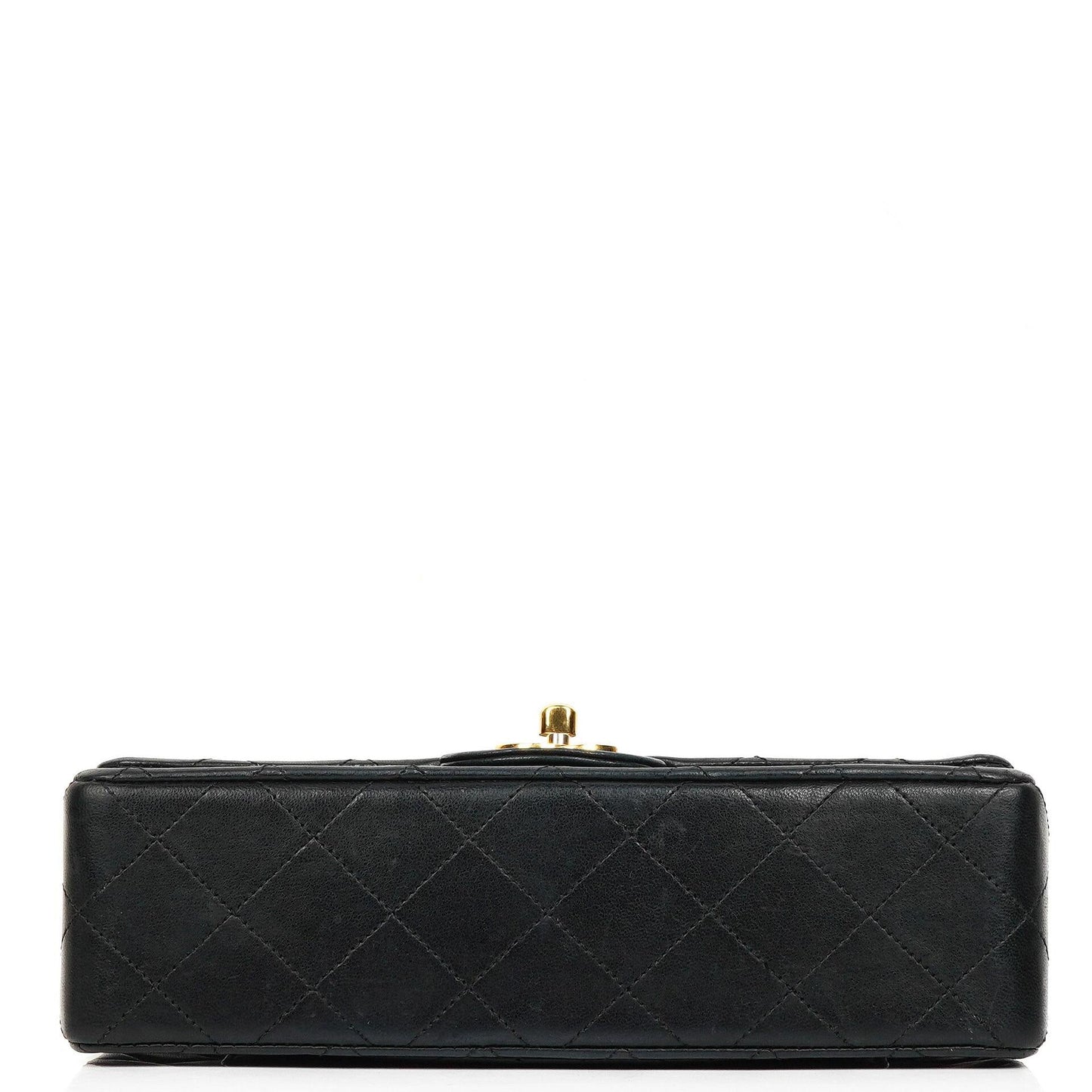 Chanel Small Classic Double Flap Bag aus schwarzem gestepptem Lammleder mit 24K vergoldeten Beschlägen