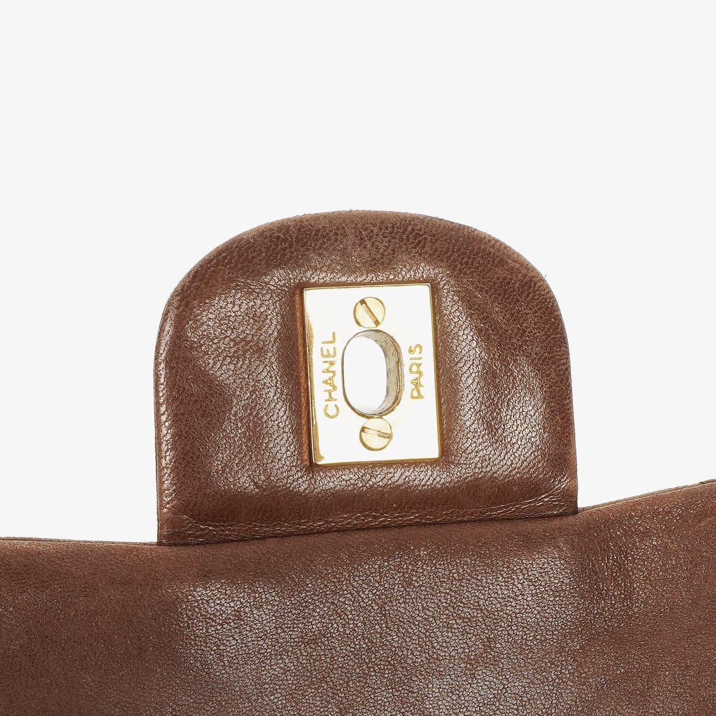 Chanel Kleine Classic Double Flap Bag aus braunem gestepptem Lammleder mit 24K vergoldeten Beschlägen
