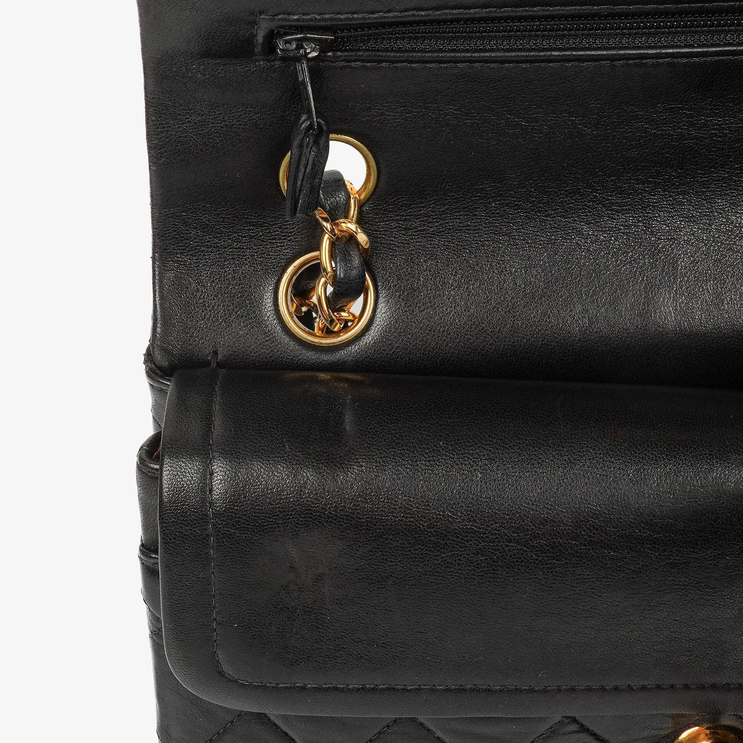Chanel Kleine Classic Doppelklapp Tasche Schwarz Stepp Lammleder 24K Gold Beschläge Vintage
