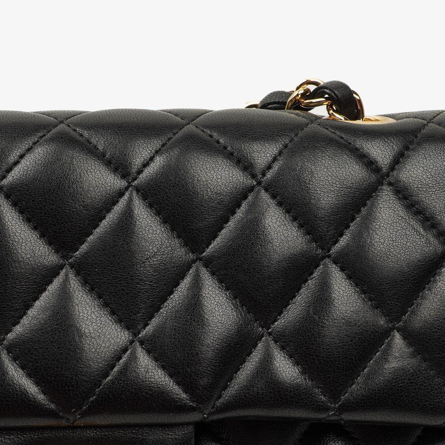 Chanel Small Classic Double Flap Tasche aus schwarzem gestepptem Lammleder
