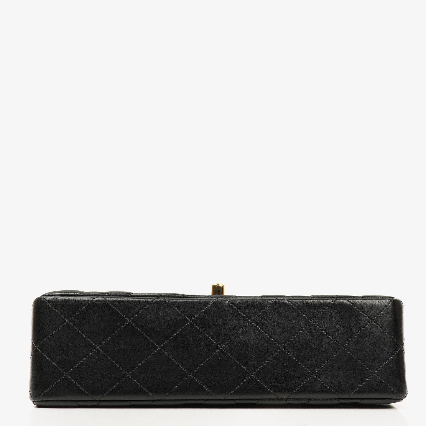Chanel Small Classic Double Flap Tasche aus schwarzem gestepptem Lammleder