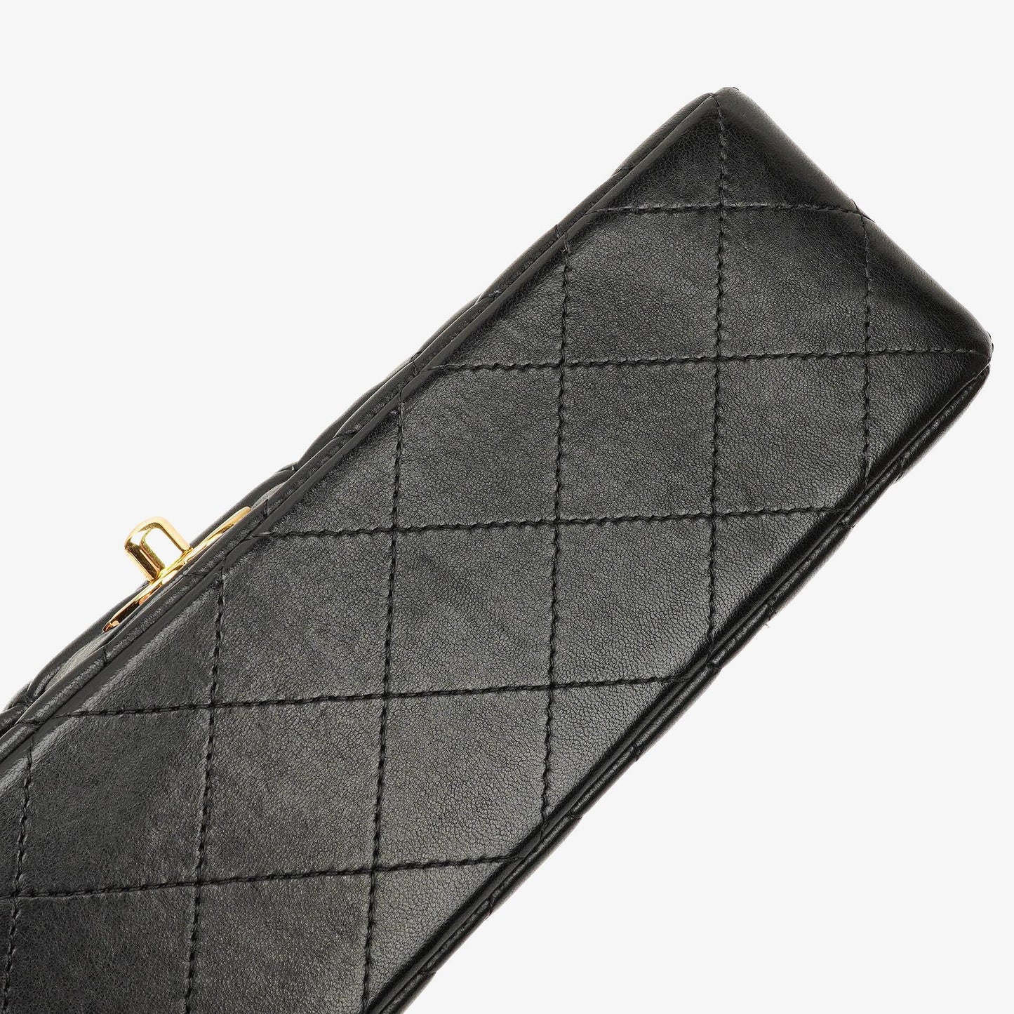 Chanel Small Classic Double Flap Tasche aus schwarzem gestepptem Lammleder