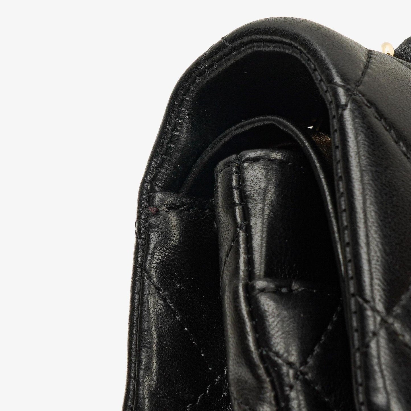 Chanel Small Classic Double Flap Tasche aus schwarzem gestepptem Lammleder