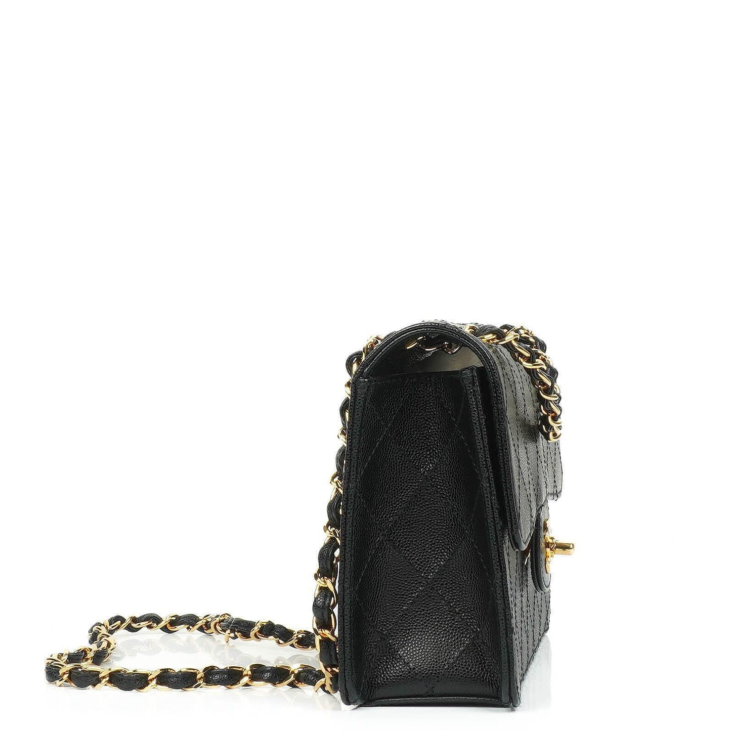 Chanel Kleine Klassische Flap Tasche Schwarz Kaviar 24K Goldbeschläge