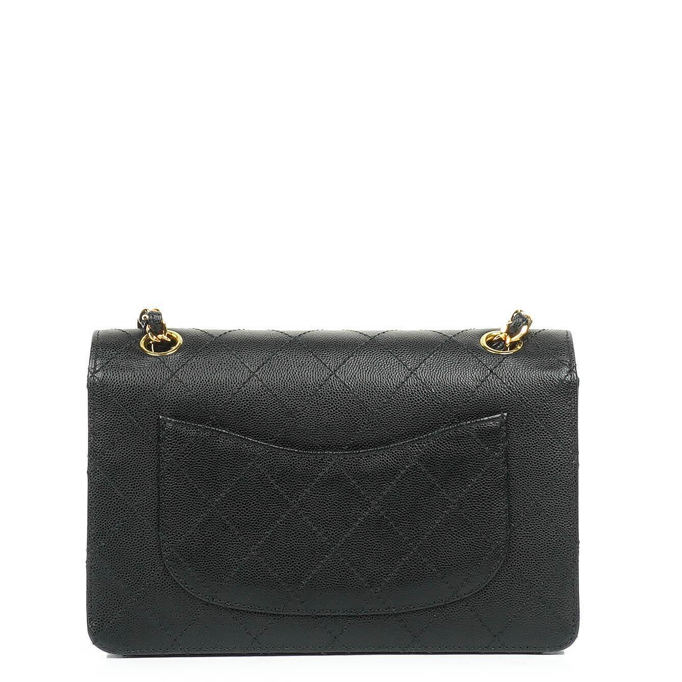 Chanel Kleine Klassische Flap Tasche Schwarz Kaviar 24K Goldbeschläge