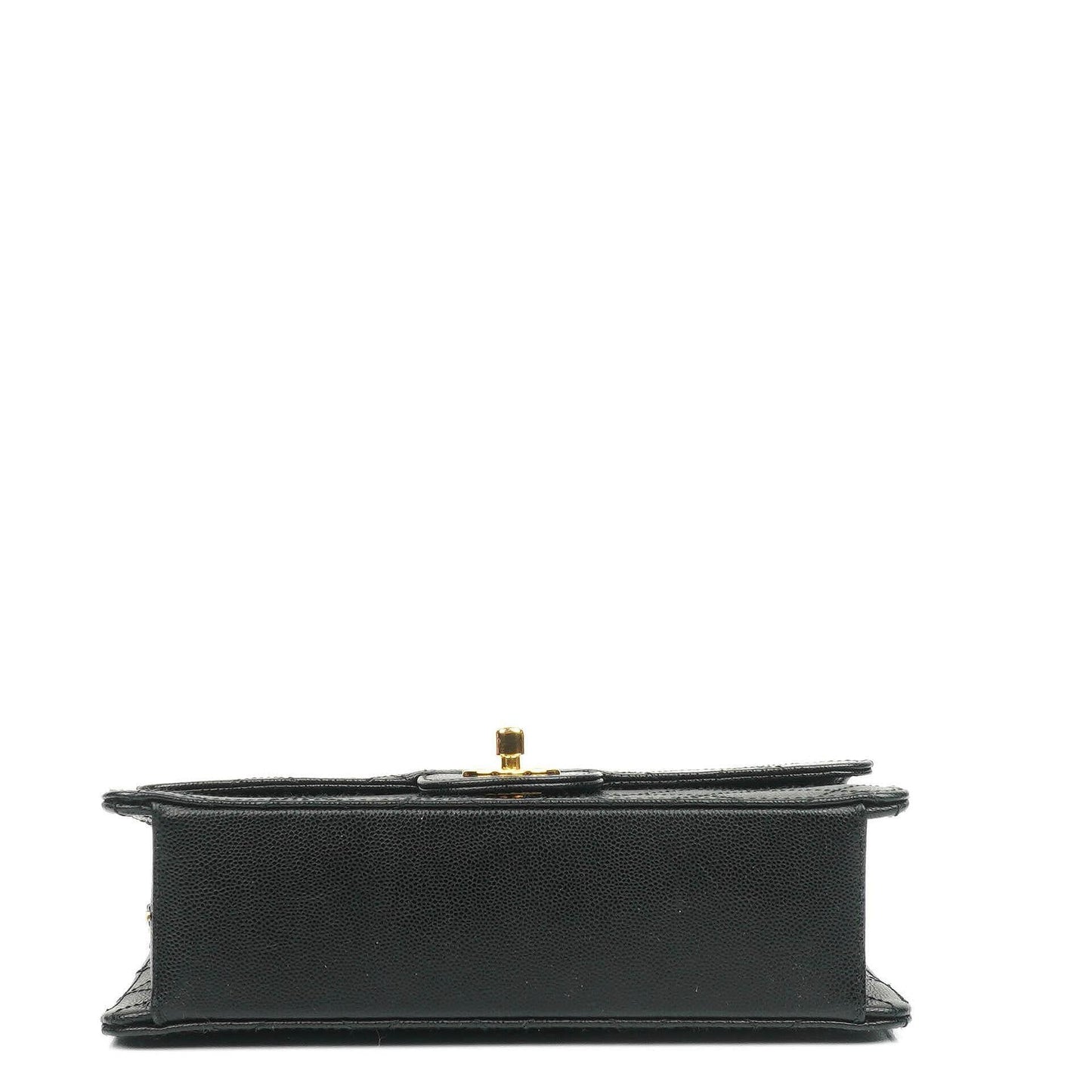 Chanel Kleine Klassische Flap Tasche Schwarz Kaviar 24K Goldbeschläge