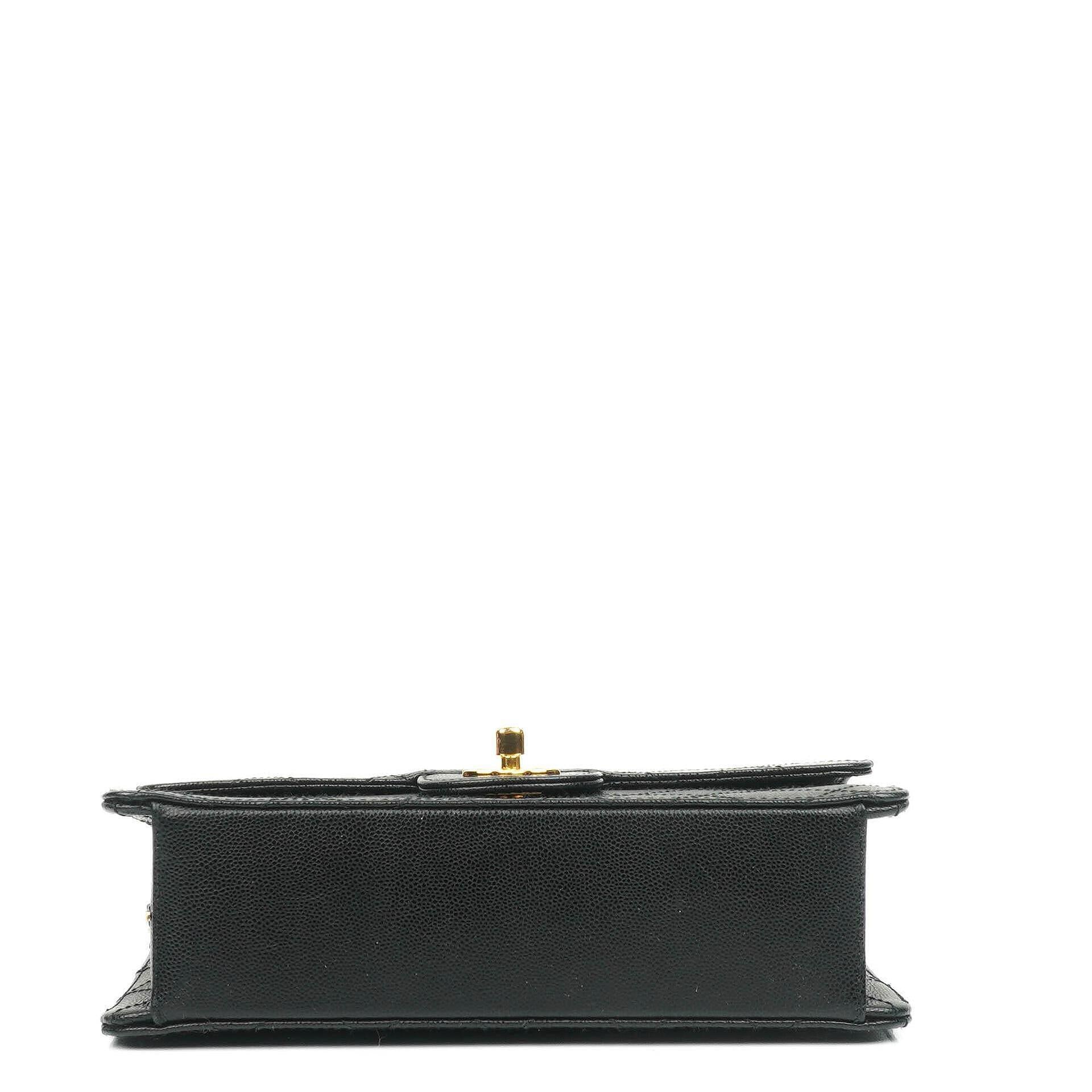 Chanel Kleine Klassische Flap Tasche Schwarz Kaviar 24K Goldbeschläge