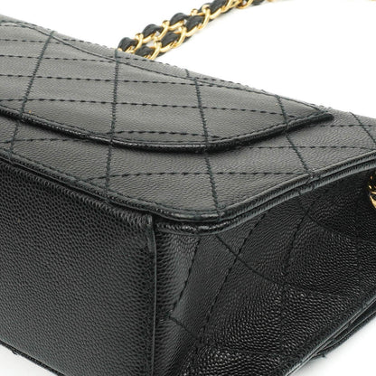Chanel Kleine Klassische Flap Tasche Schwarz Kaviar 24K Goldbeschläge