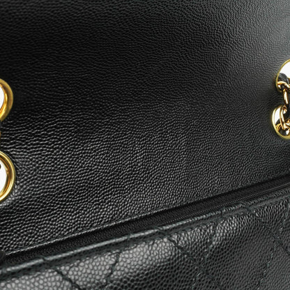 Chanel Kleine Klassische Flap Tasche Schwarz Kaviar 24K Goldbeschläge