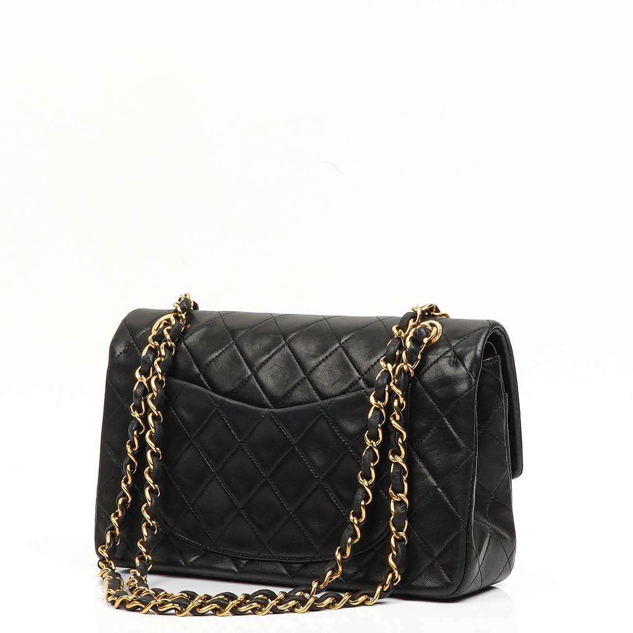 Chanel Small Classic Lammleder Double Flap Tasche mit 24K Goldplattierten Beschlägen