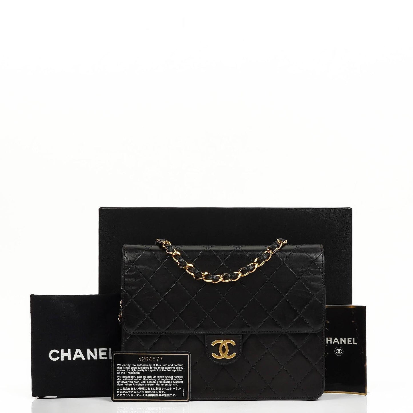 Chanel kleine Classic Flap Tasche aus Lammleder mit 24K vergoldeter Hardware