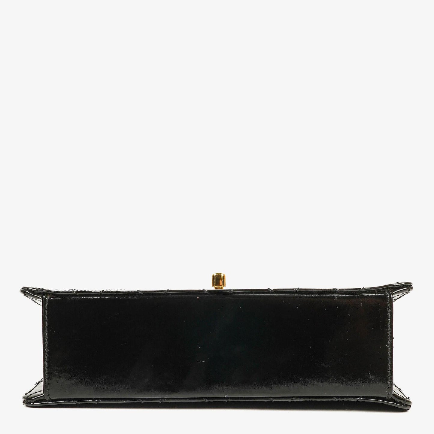 Chanel Kleine Classic Single Flap Tasche aus schwarzem gestepptem Lackleder mit 24K vergoldeter Hardware