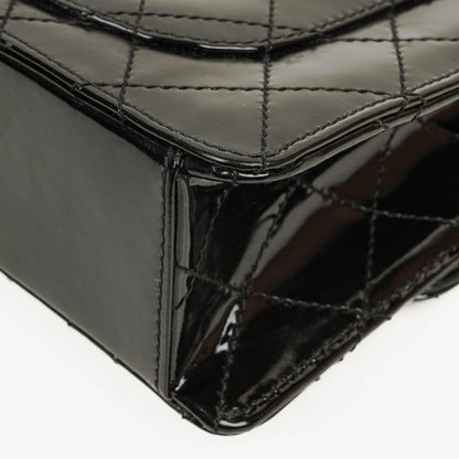 Chanel Kleine Classic Single Flap Tasche aus schwarzem gestepptem Lackleder mit 24K vergoldeter Hardware