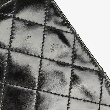 Chanel Kleine Classic Single Flap Tasche aus schwarzem gestepptem Lackleder mit 24K vergoldeter Hardware