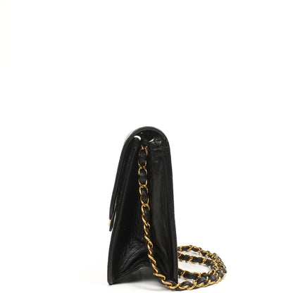 Chanel Kleine klassische Einzelklappen-Tasche Schwarz gestepptes Lammleder mit 24K goldplattierter Hardware