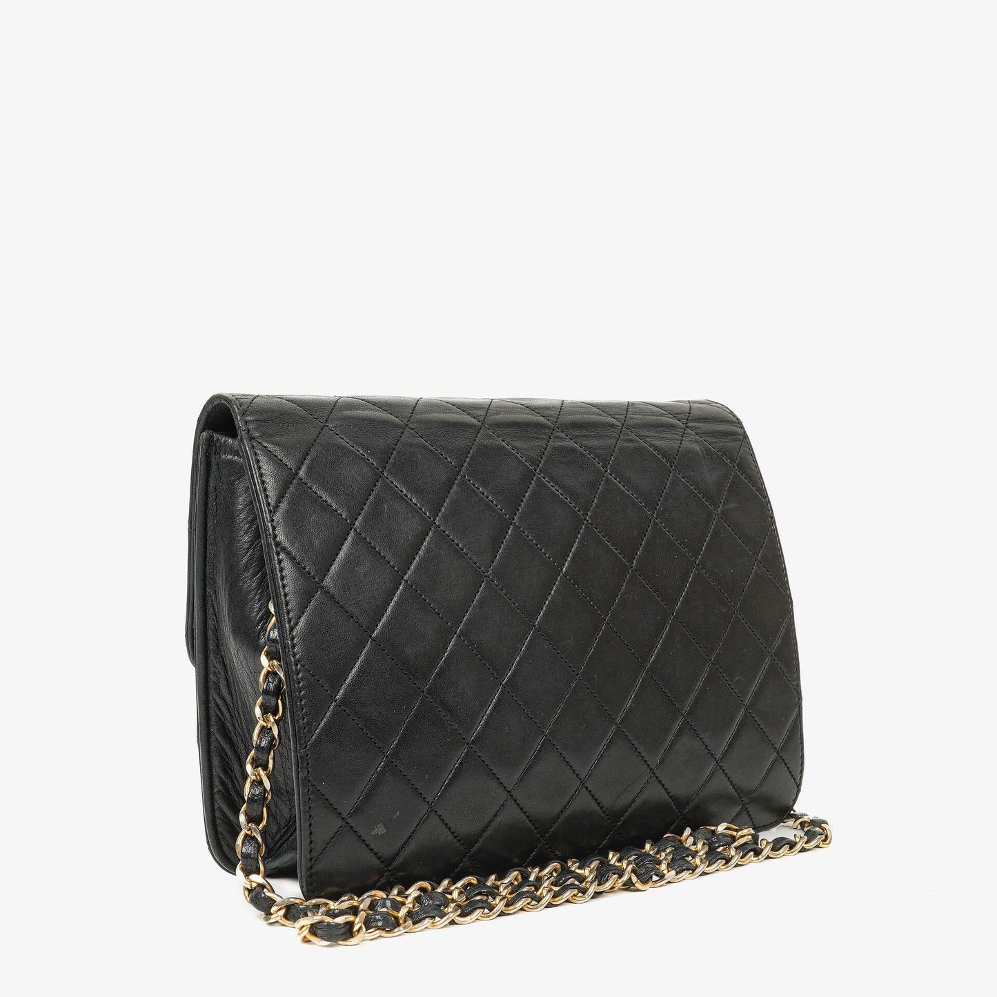 Chanel Kleine Classic Single Flap Tasche Schwarzes Gestepptes Lammleder mit 24K Gold-beschichteten Beschlägen